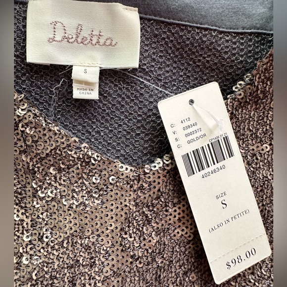 Anthropologie NWT Deletta Sequin Cropped Boxy Oversized Holidays Top Small - Picture 5 of 16